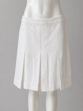 Burberry White Pleated Skirt Cotton A-Line IT38
